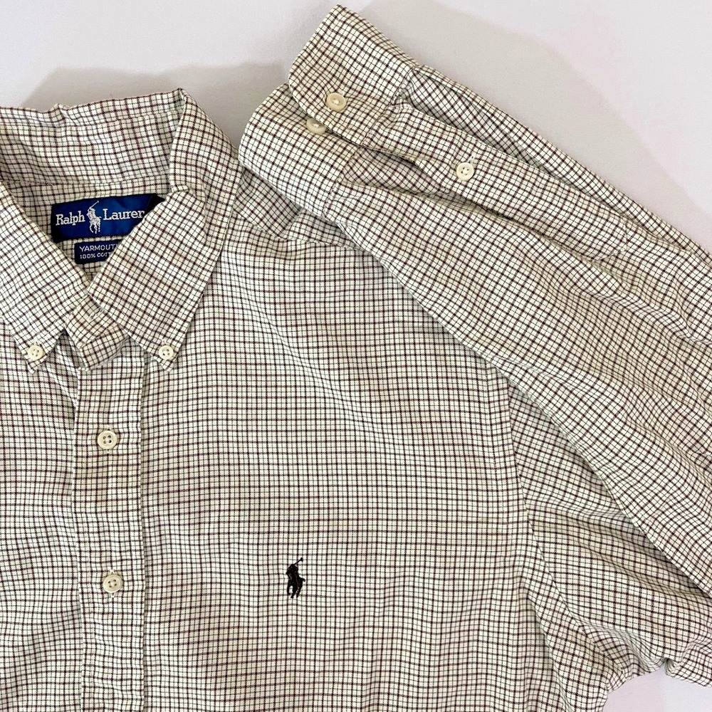 Ralph Lauren Shirt Mens Size 16 36/37 Yarmouth 100% Cotton Plaid Button Up - Picture 1 of 9